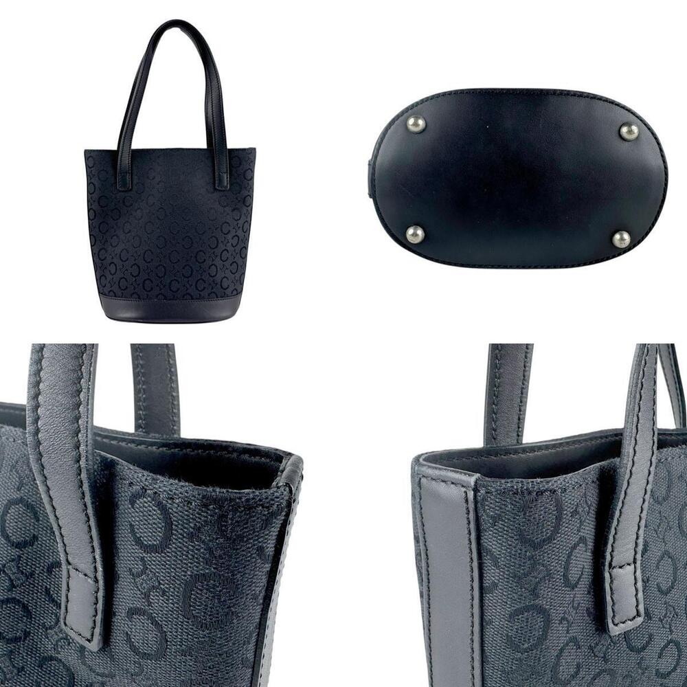 Celine C Macadam Canvas Leather Handbag Black - Picture 3 of 5